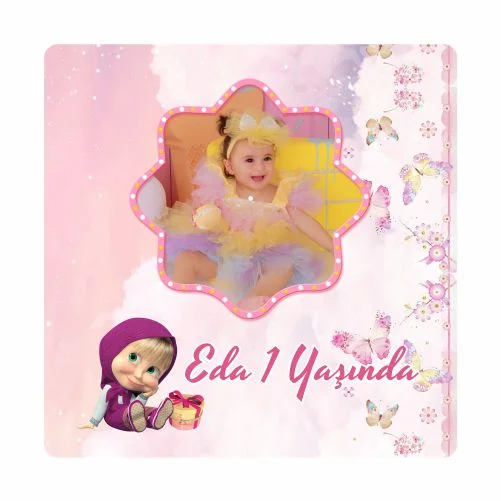 Maşa İle Koca Ayı Temalı Doğum Günü Magneti